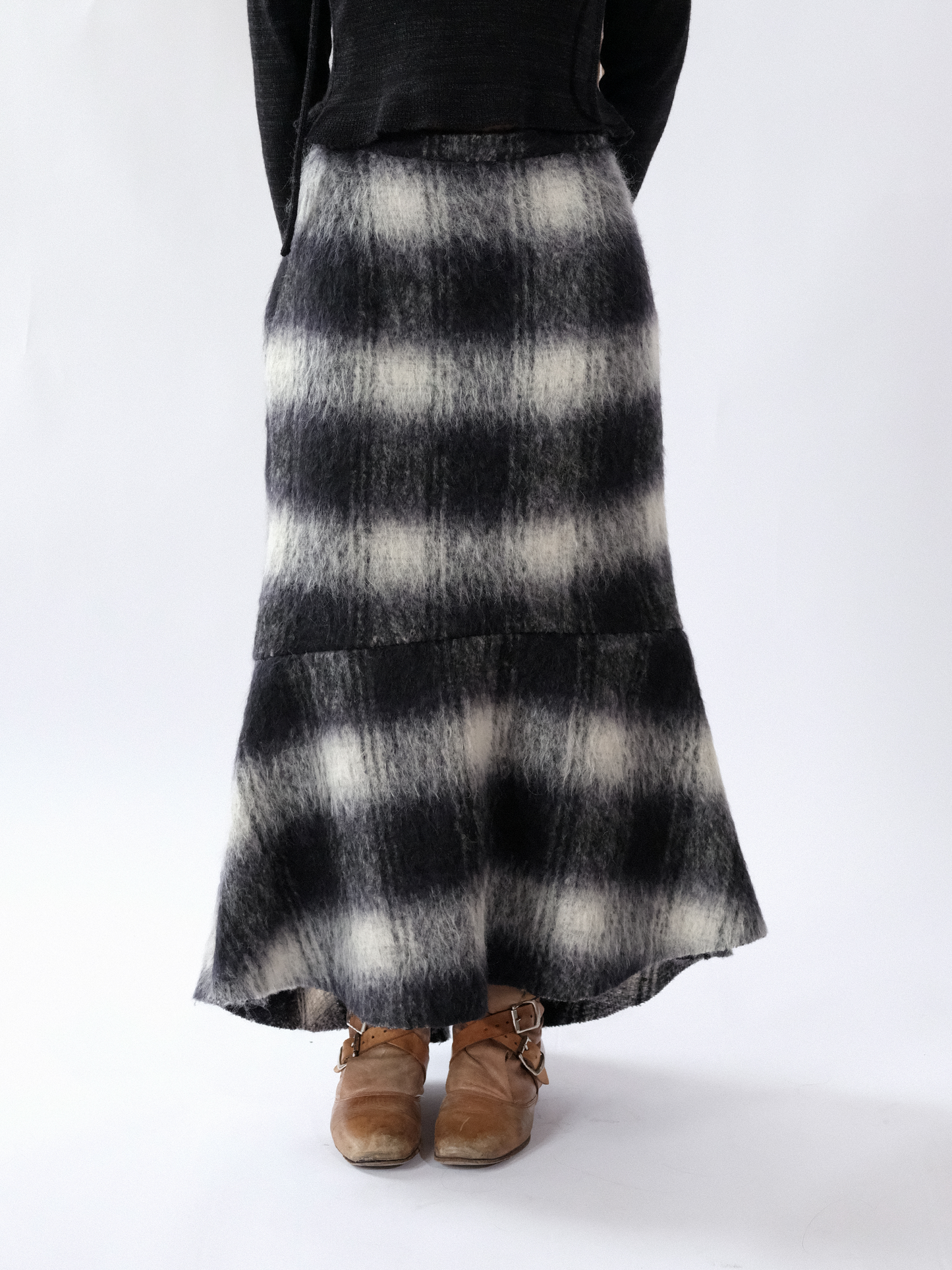 Furry Plaid Skirt