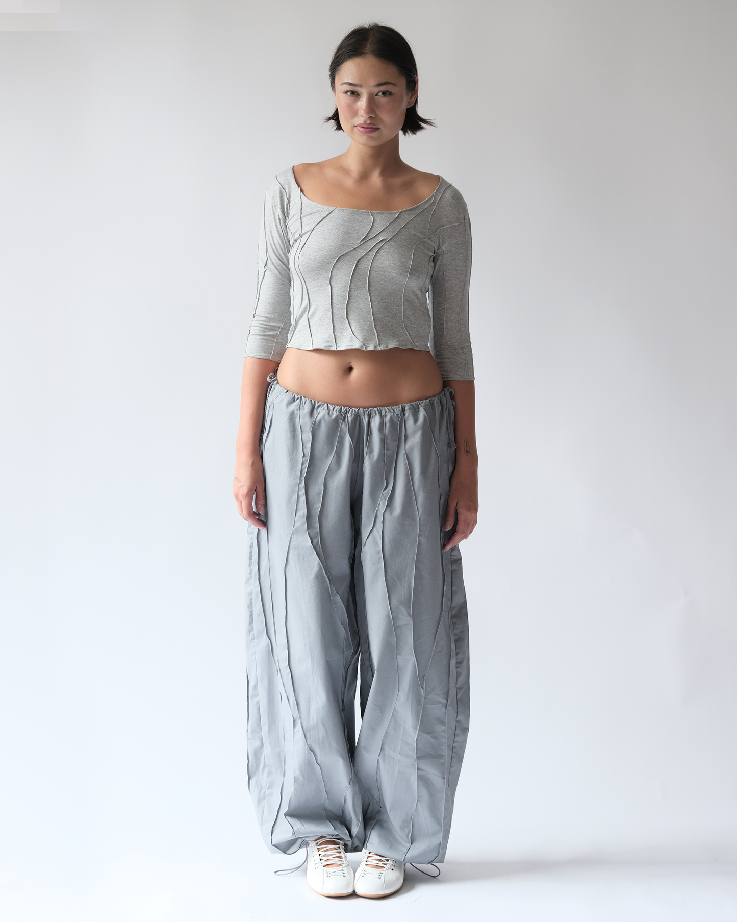 Elbow Length Blouse Grey