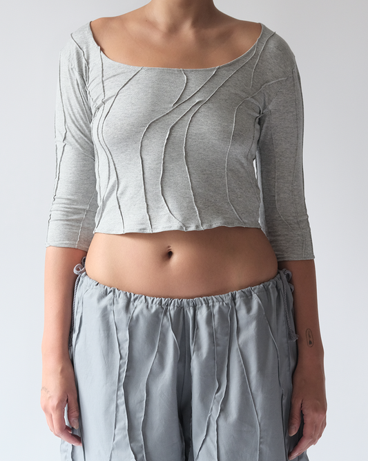 Elbow Length Blouse Grey