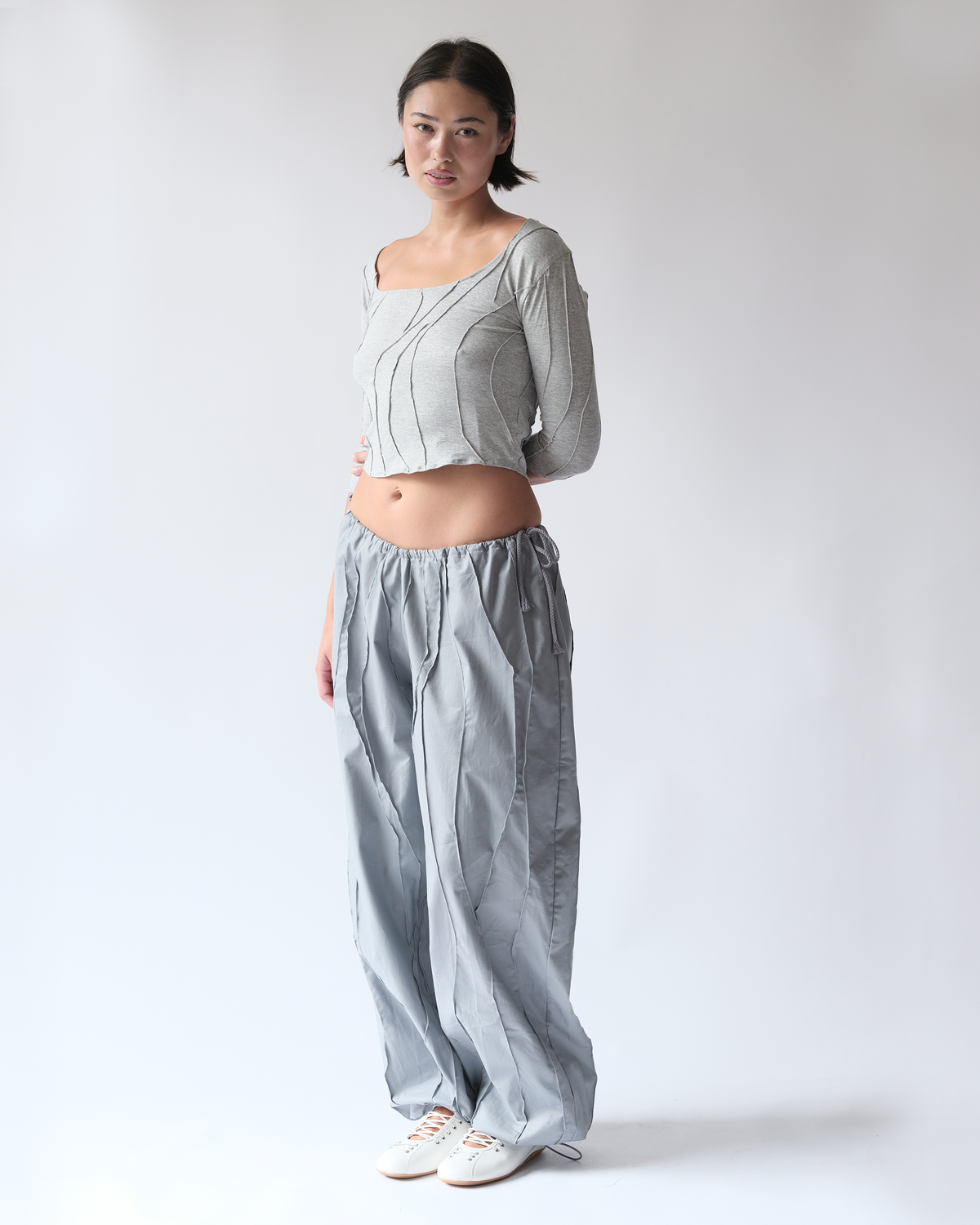 Elbow Length Blouse Grey