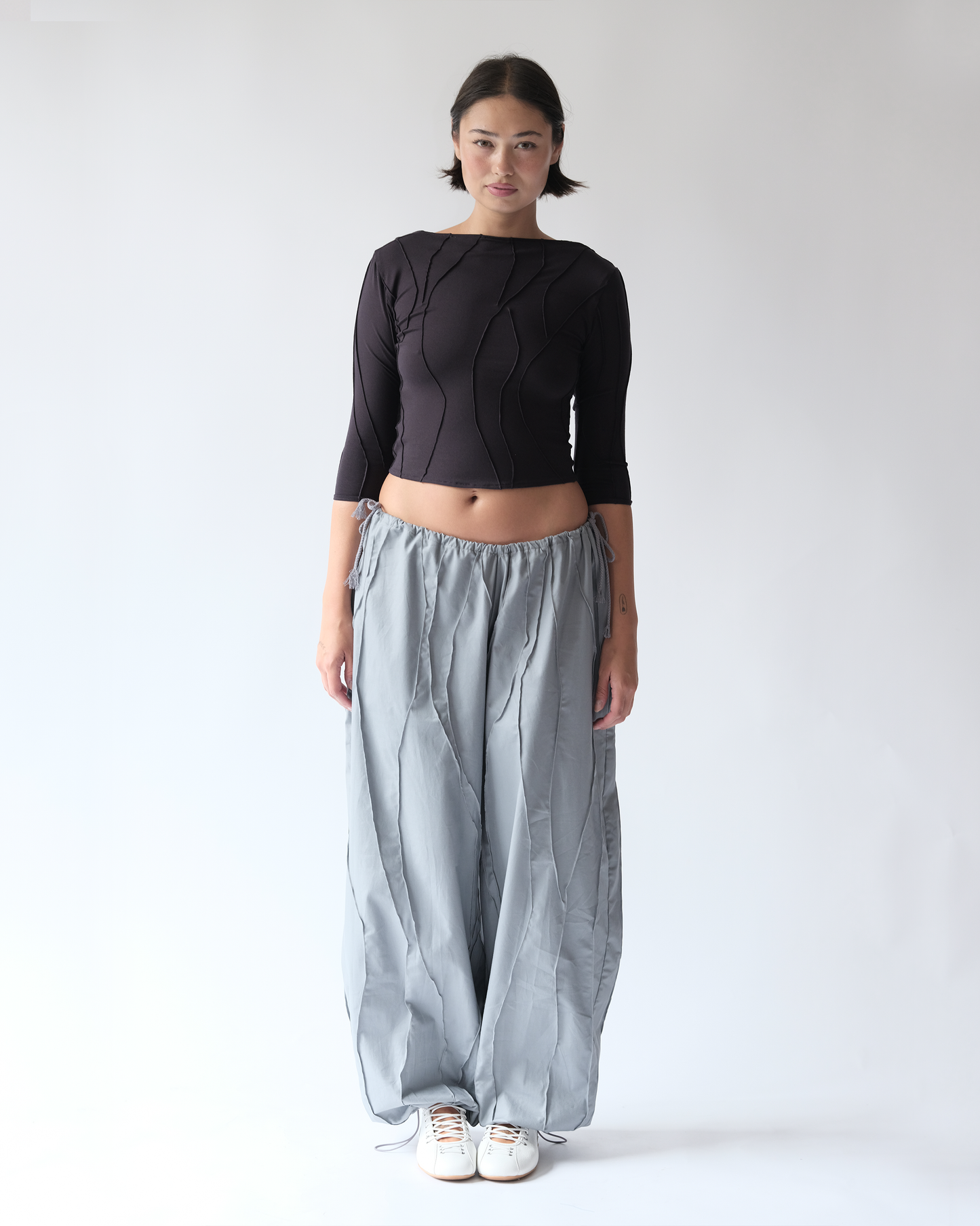 Elbow Length Blouse  Dark Grey