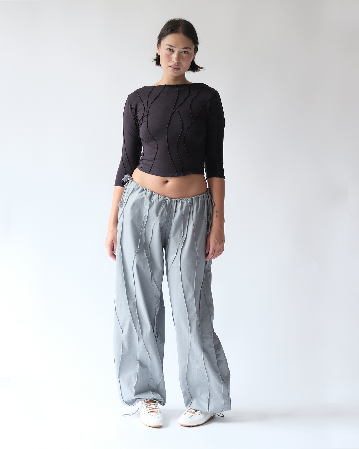 Elbow Length Blouse  Dark Grey