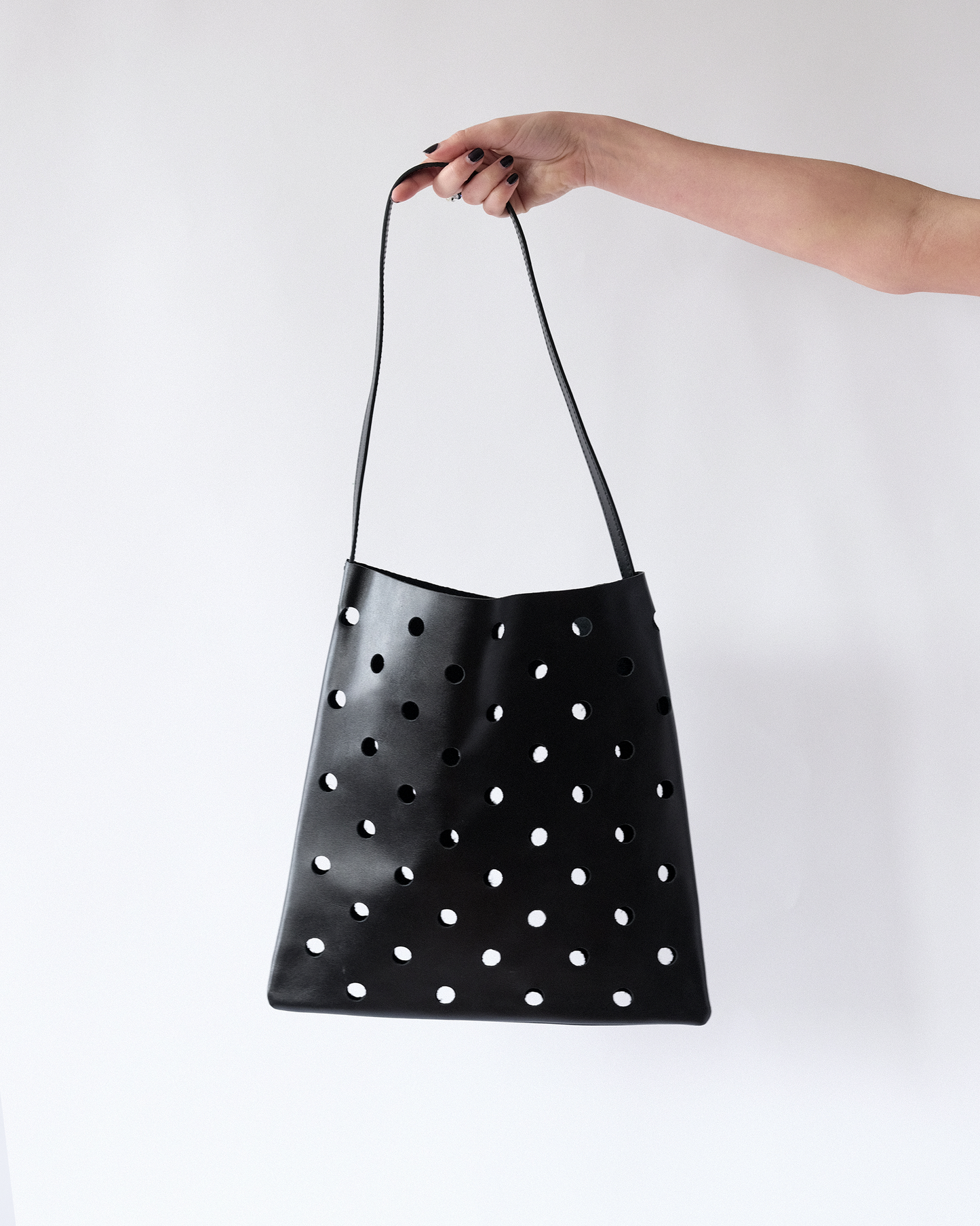 Black Polka Dot Leather Bag