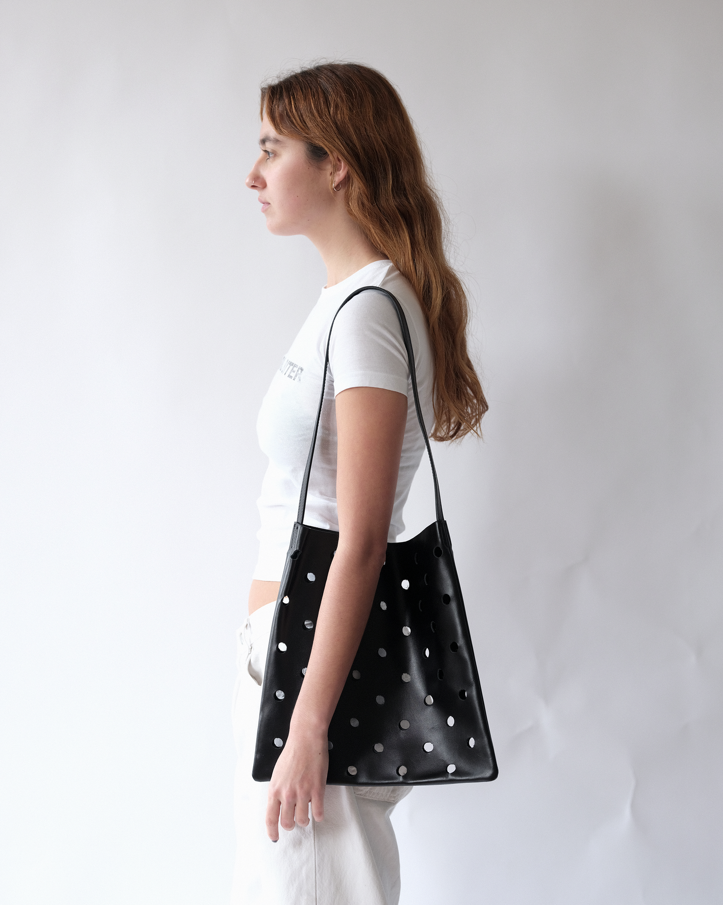 Black Polka Dot Leather Bag