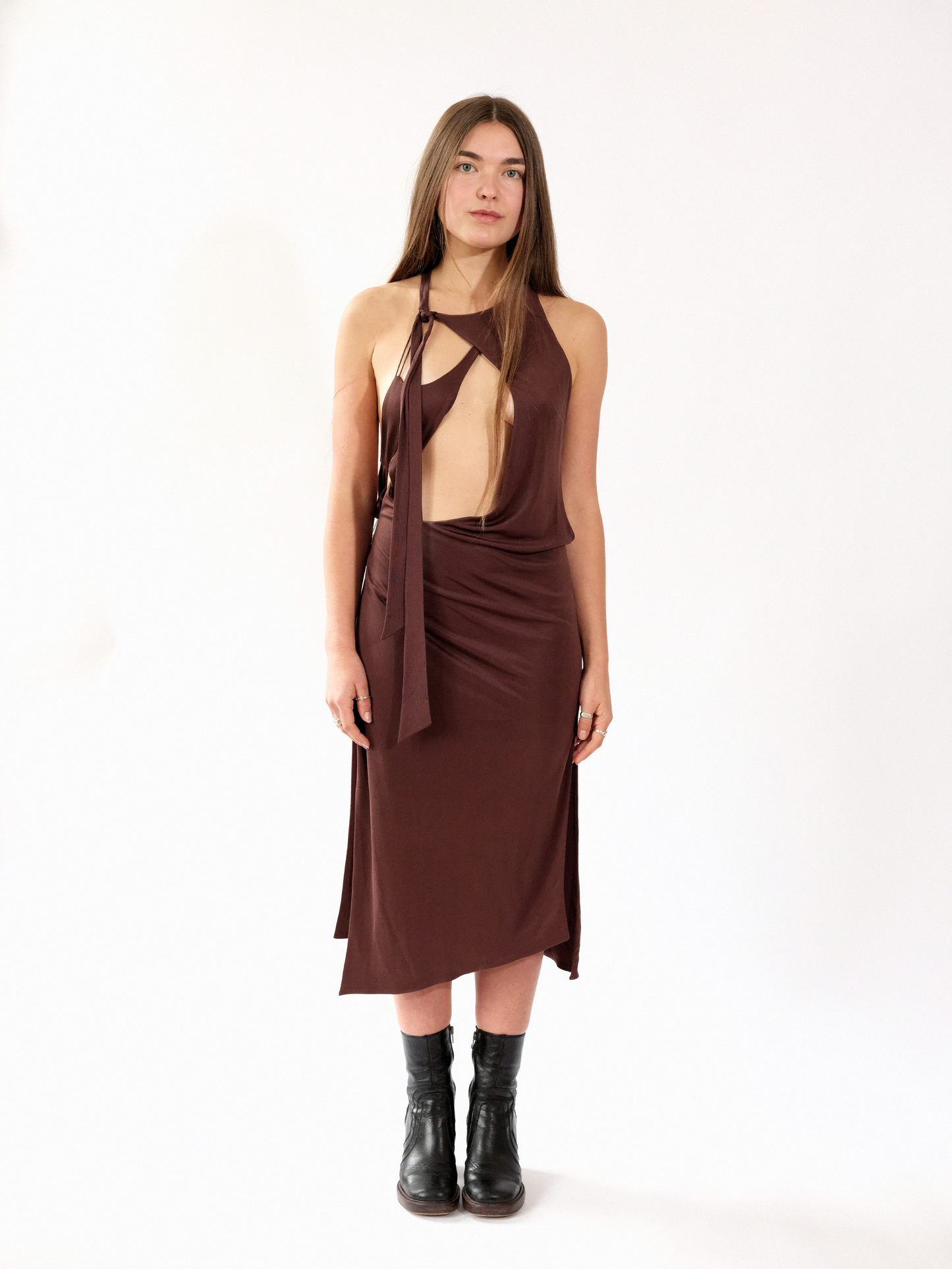 Asymmetric Dress Brown