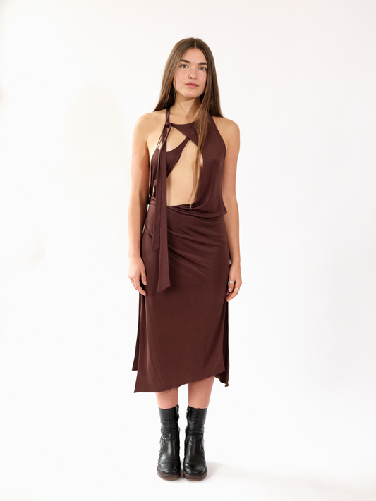 Asymmetric Dress Brown