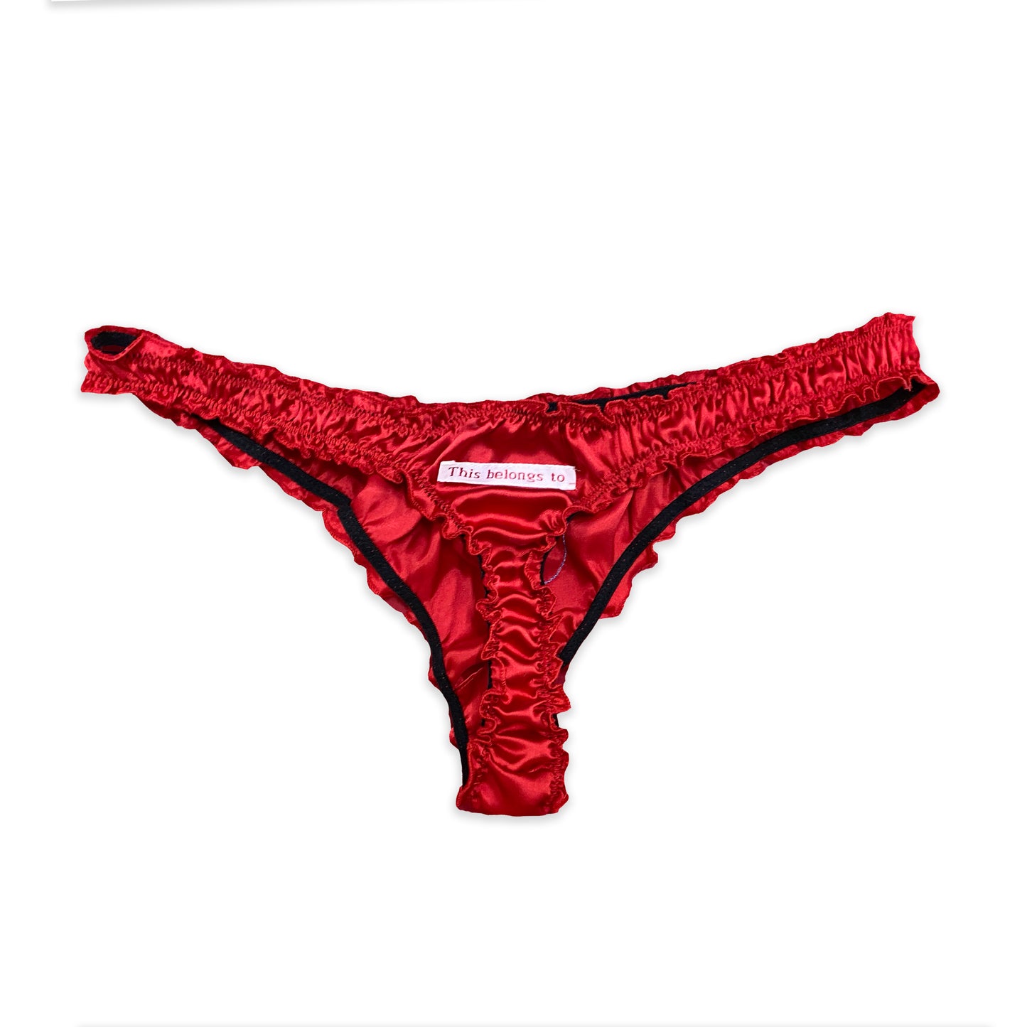 Ruby Red Silk Ruffle Thong