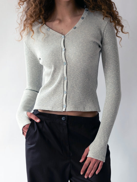 Button Cardigan Light Grey