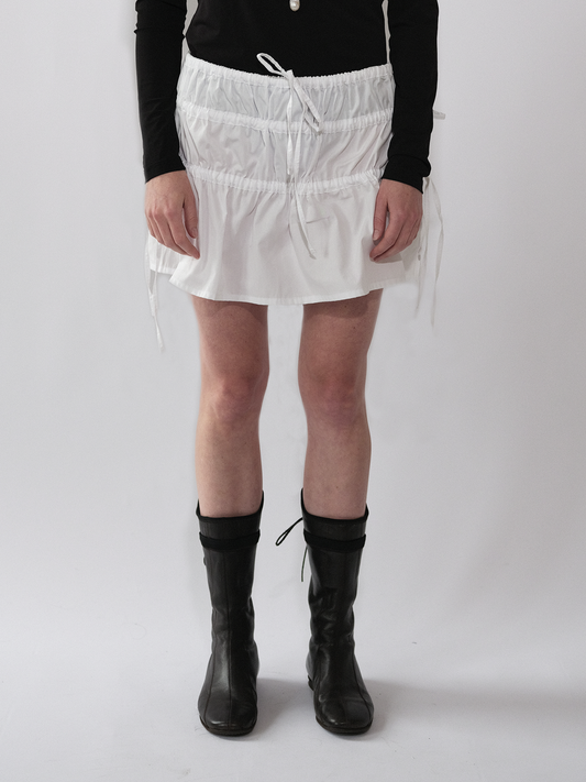 Ruched Skirt White