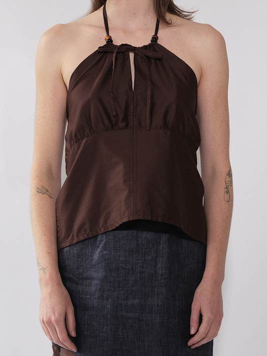 Sateen halter brown