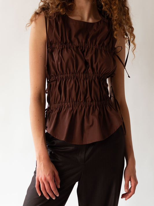 Ruched Vest Espresso