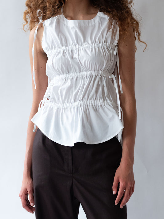 Ruched Vest White