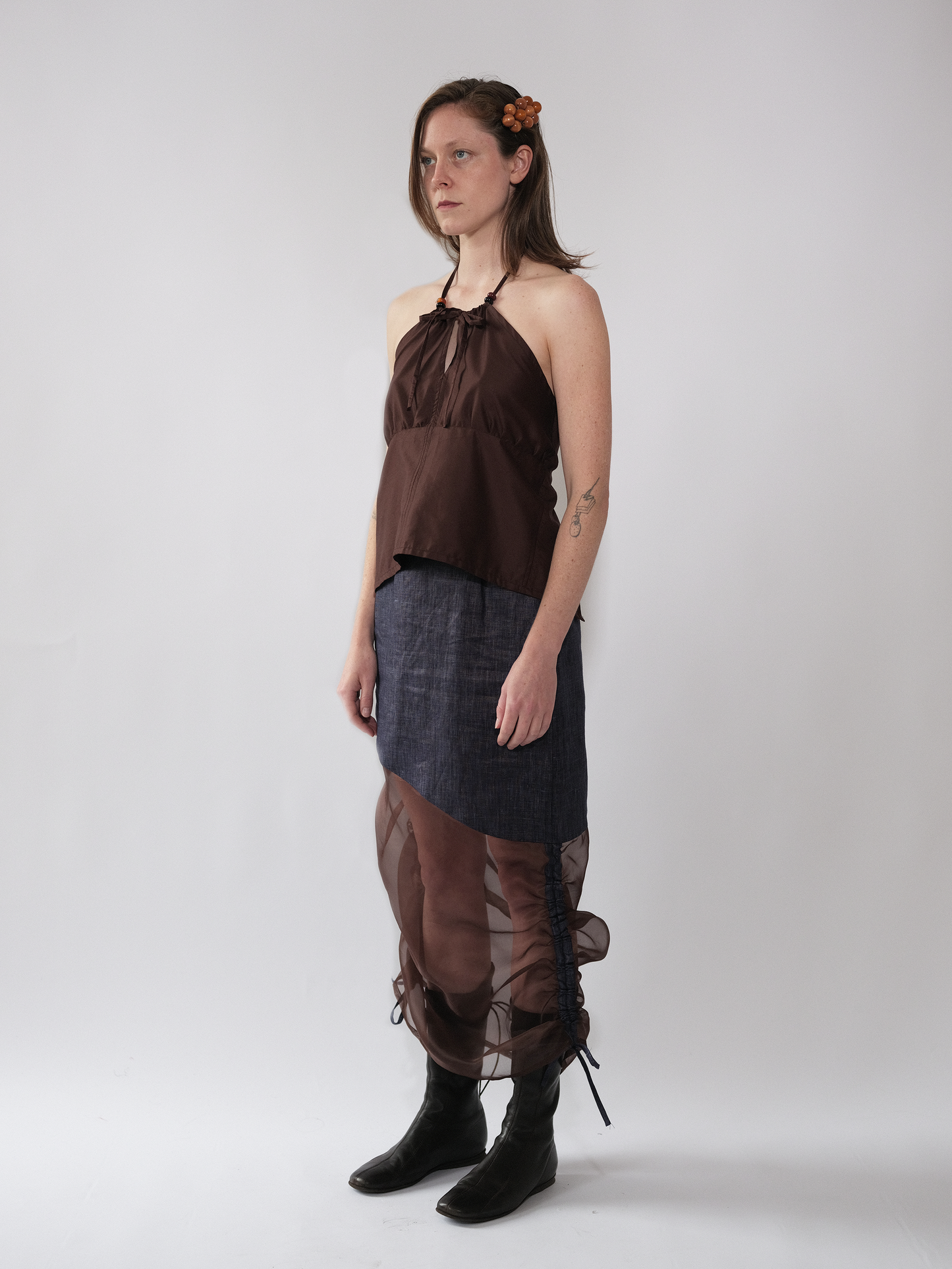 Silk Rushed Skirt