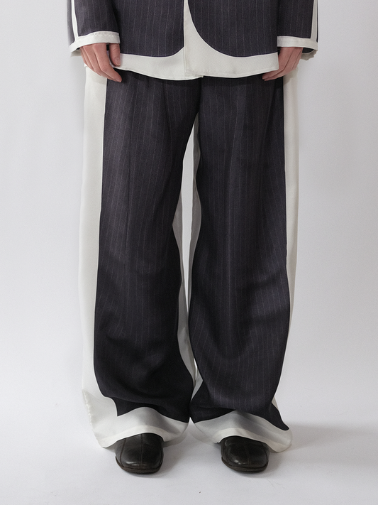 Pinstripe Silk Suit Trousers