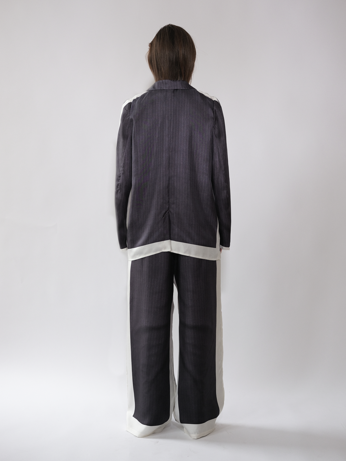 Pinstripe Silk Suit Trousers