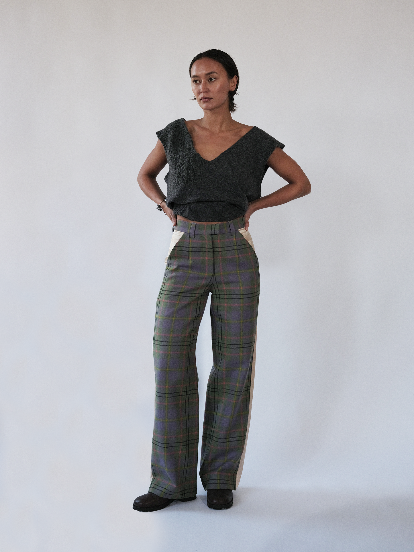 Tartan lilac trousers