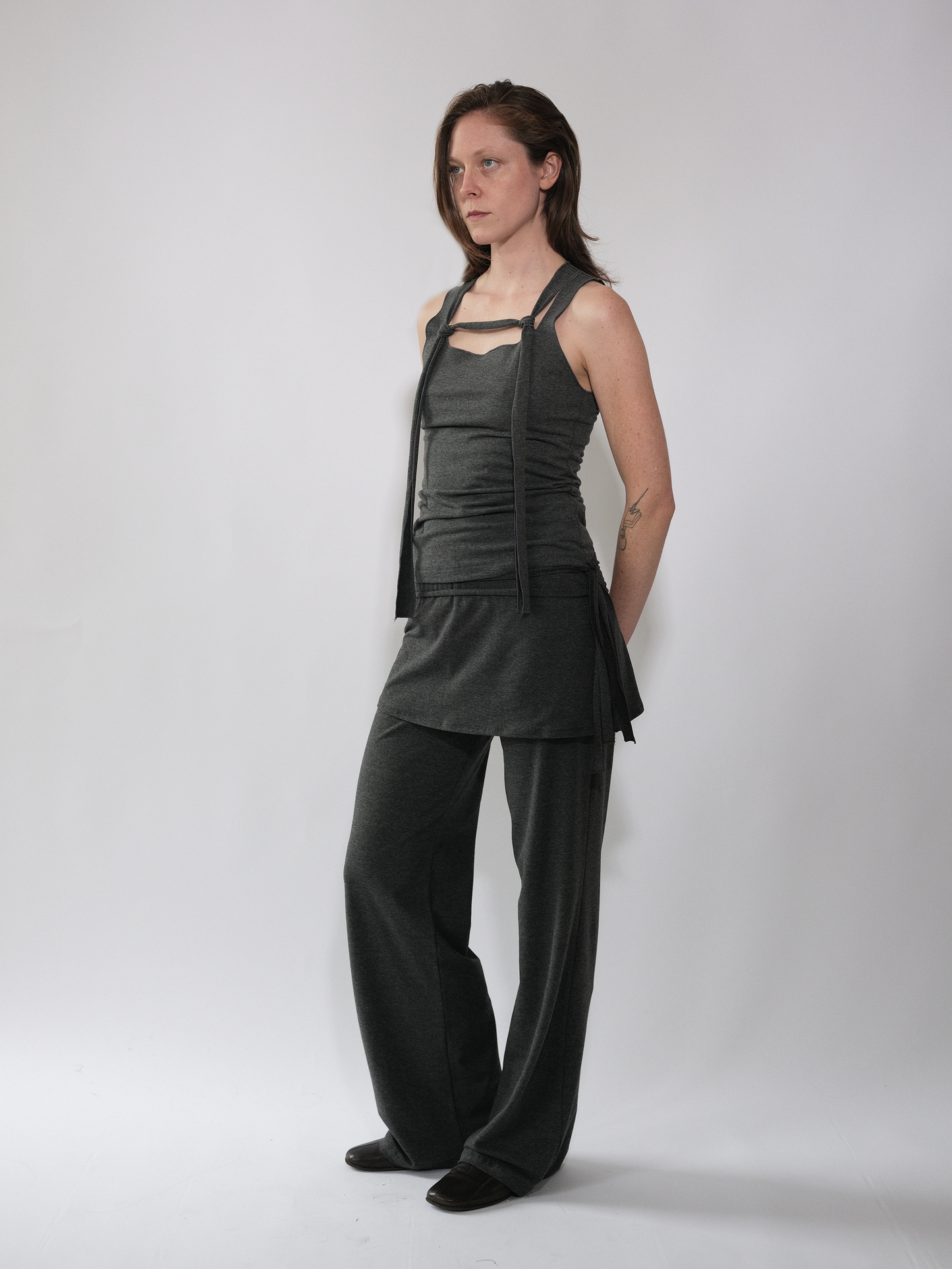 Rope skirt over trousers charcoal