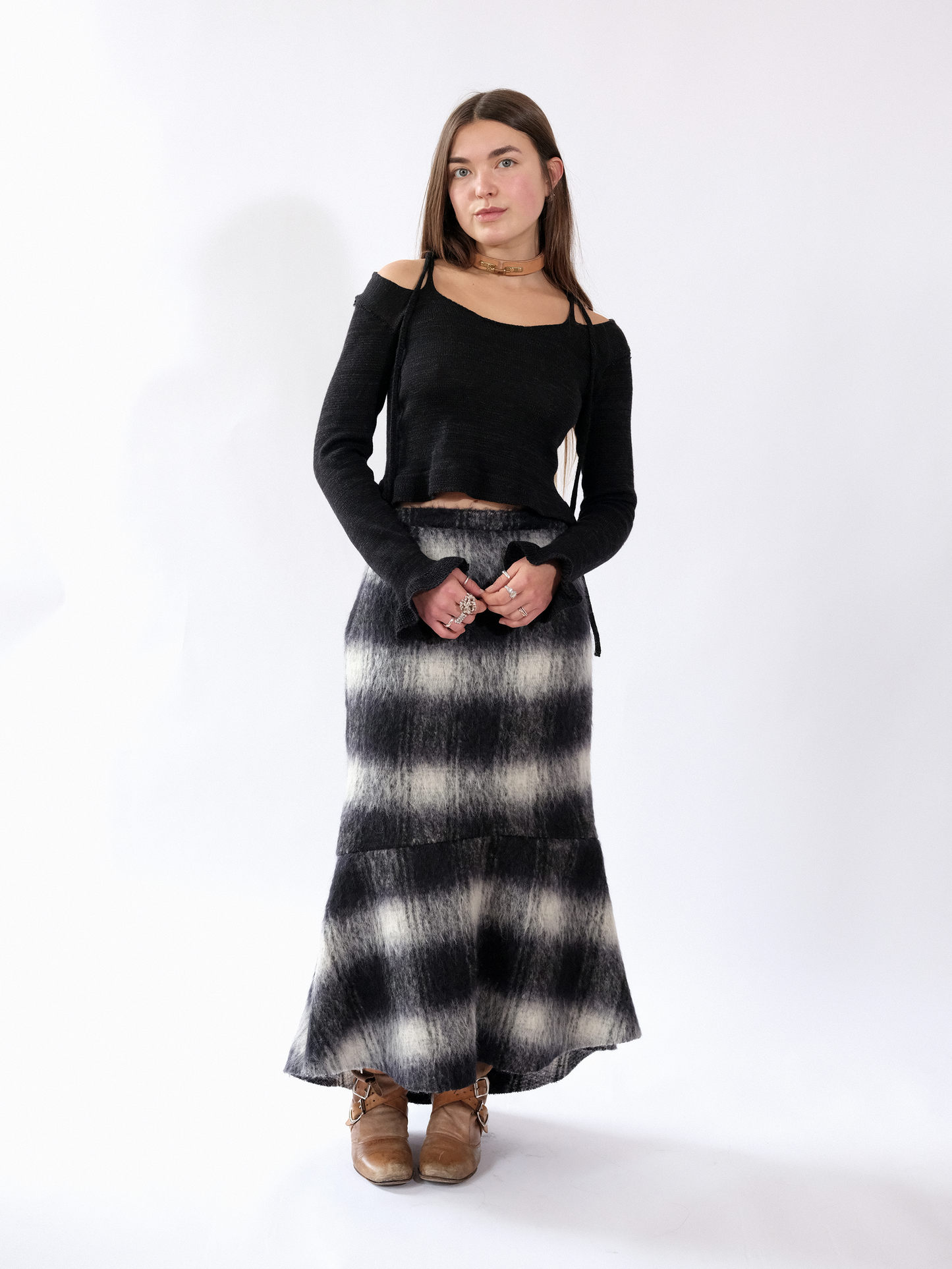 Furry Plaid Skirt