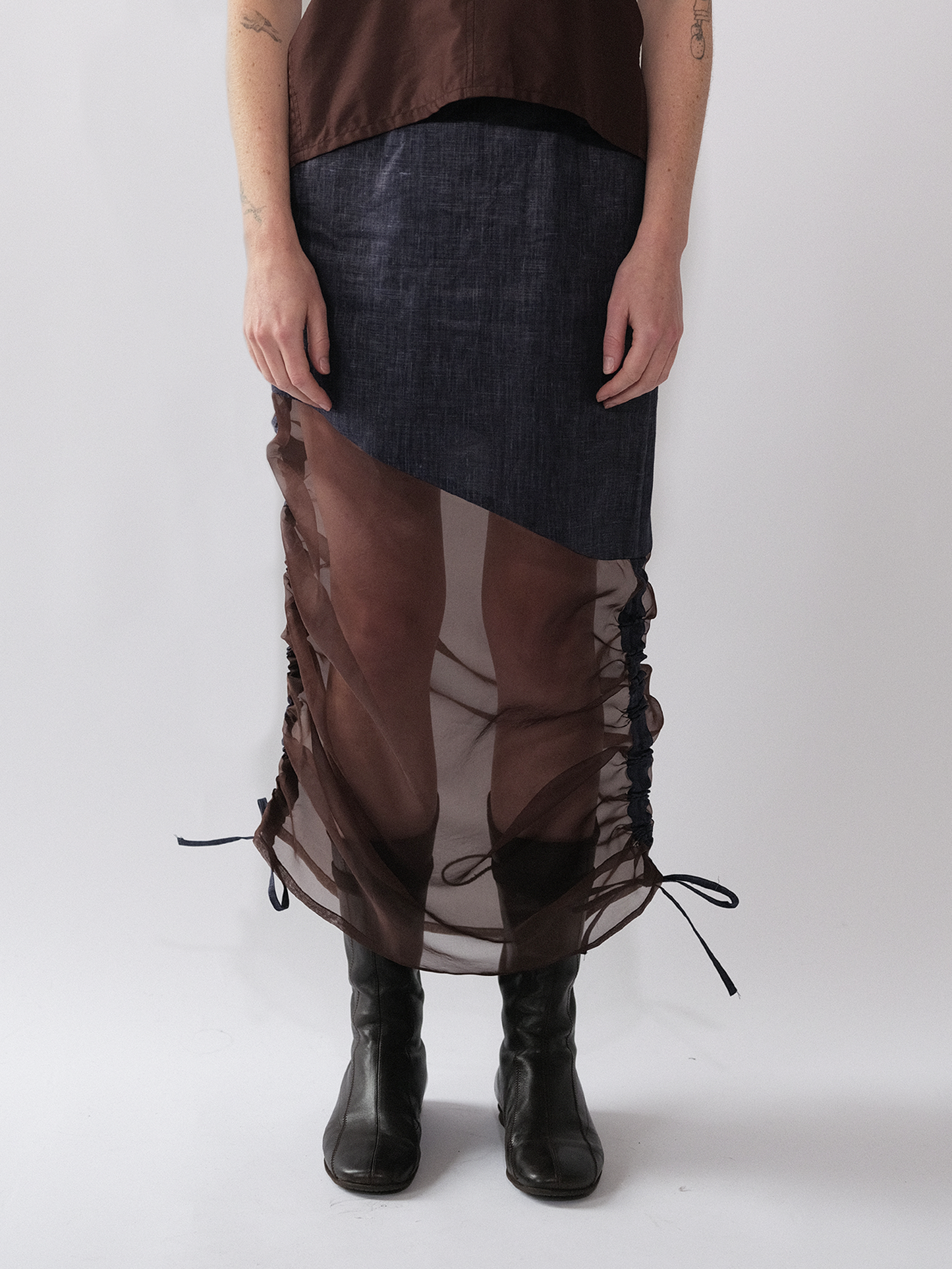 Silk Rushed Skirt