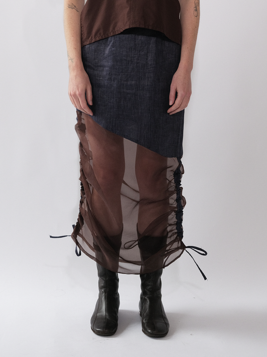 Silk Rushed Skirt