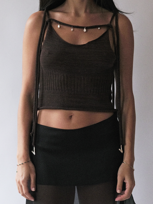 Hand Knitted Rope Top with Detachable Rope Necklace