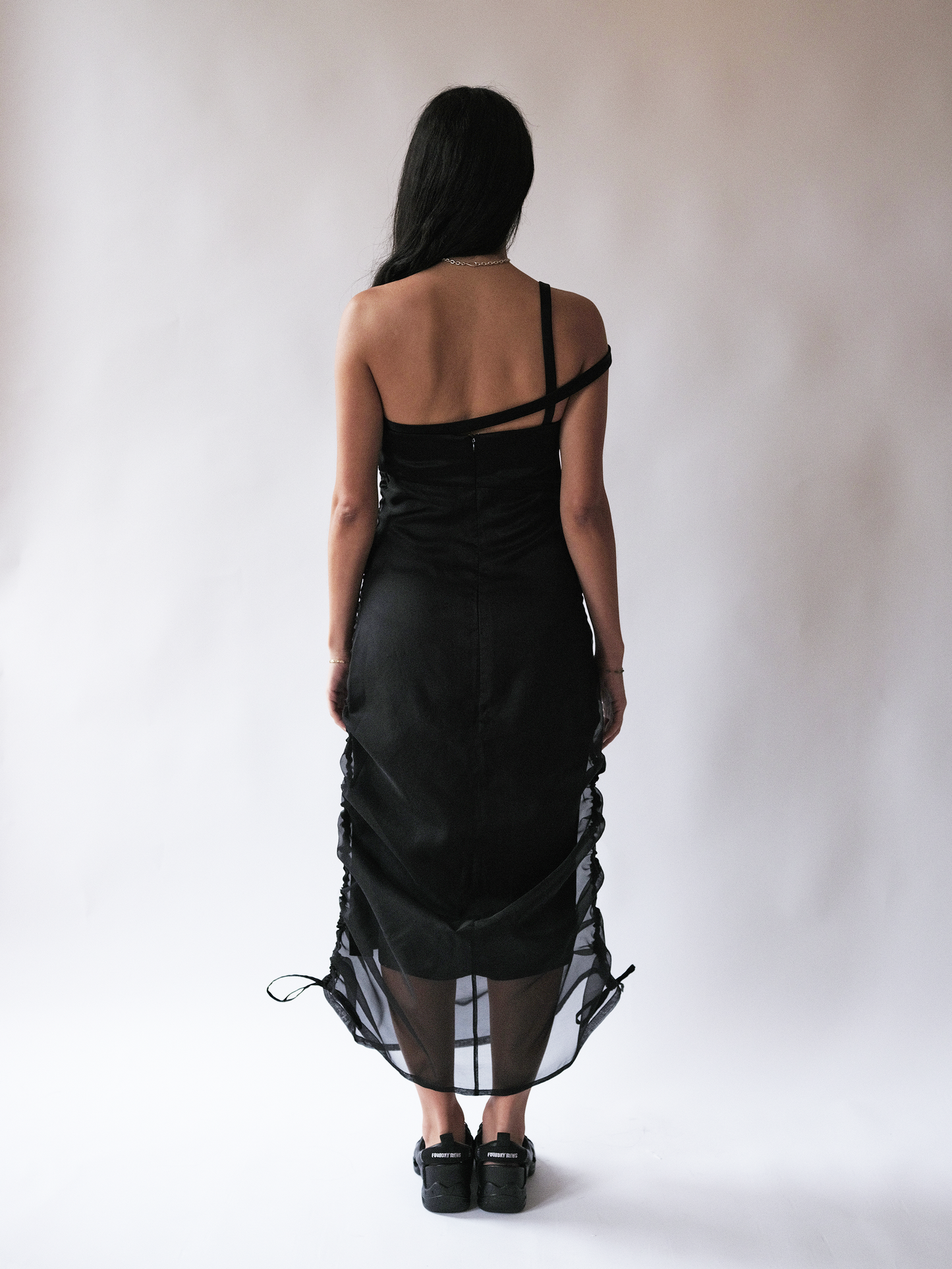 Rushed detail dress - black