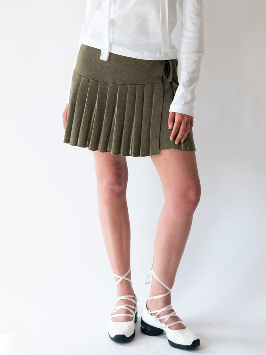 Plica knitted wrap skirt