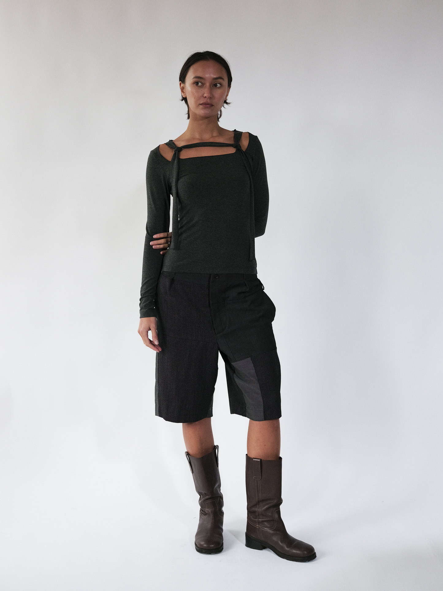 Linea rope top - charcoal