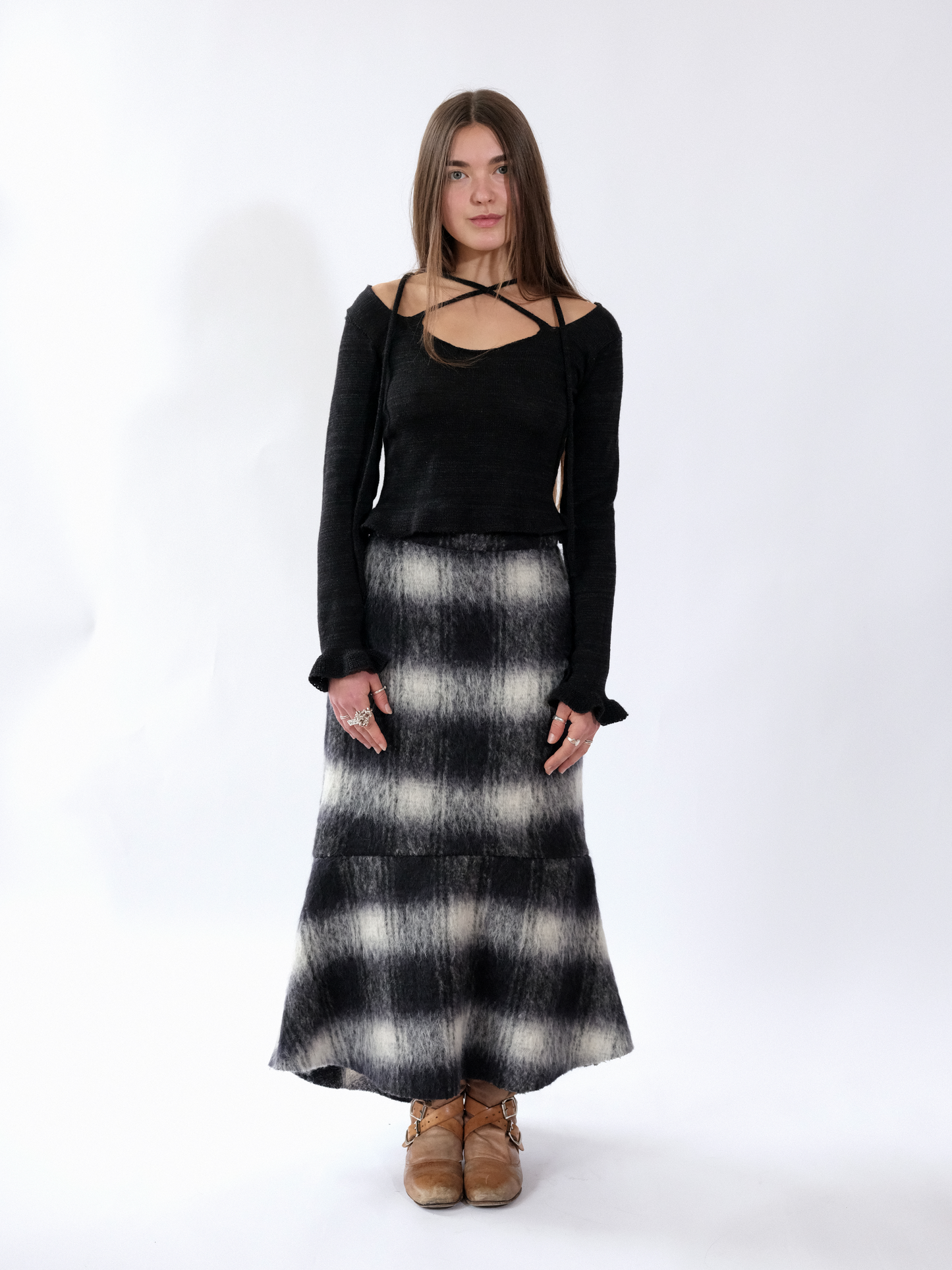 Furry Plaid Skirt