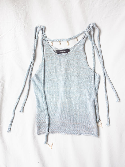 Handknitted top with pearl embelishment
